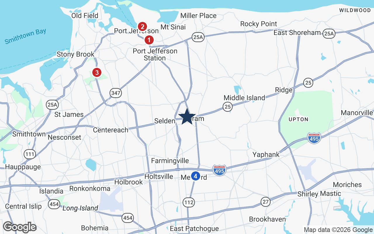 Area map of All American Assisted Living with the nearest hospitals and LIRR stations