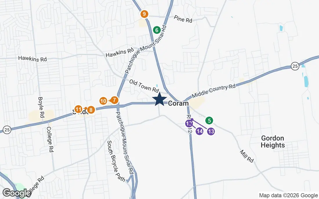 Close-up map of All American Assisted Living with nearby parks, shops, pharmacies and places of worship