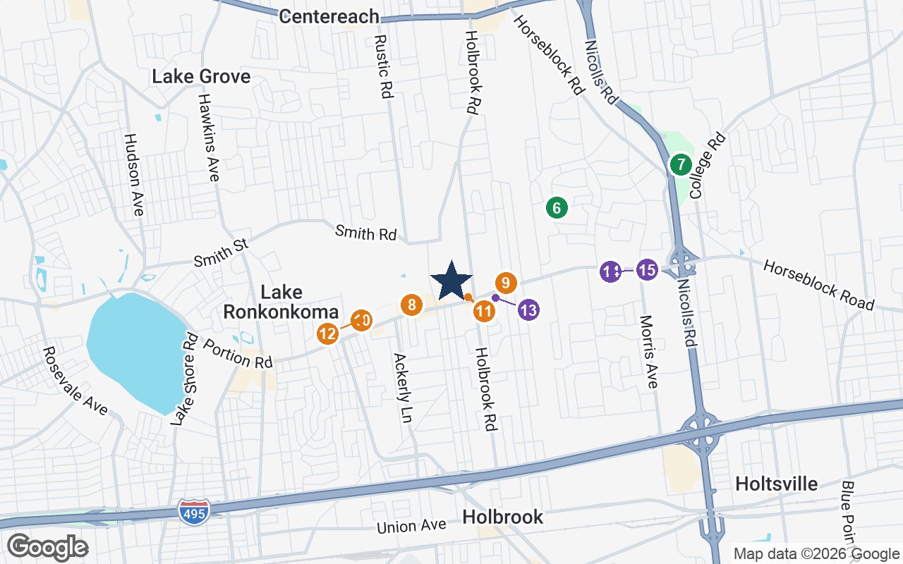 Close-up map of Atria Hertlin Place with nearby parks, shops, pharmacies and places of worship