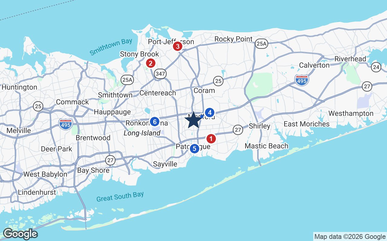 Area map of Braemar Living with the nearest hospitals and LIRR stations