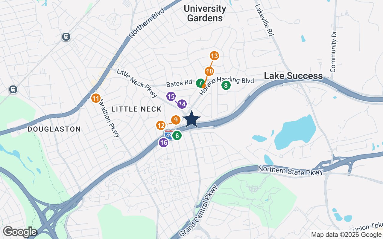Close-up map of Brandywine Living at The Savoy with nearby parks, shops, pharmacies and places of worship