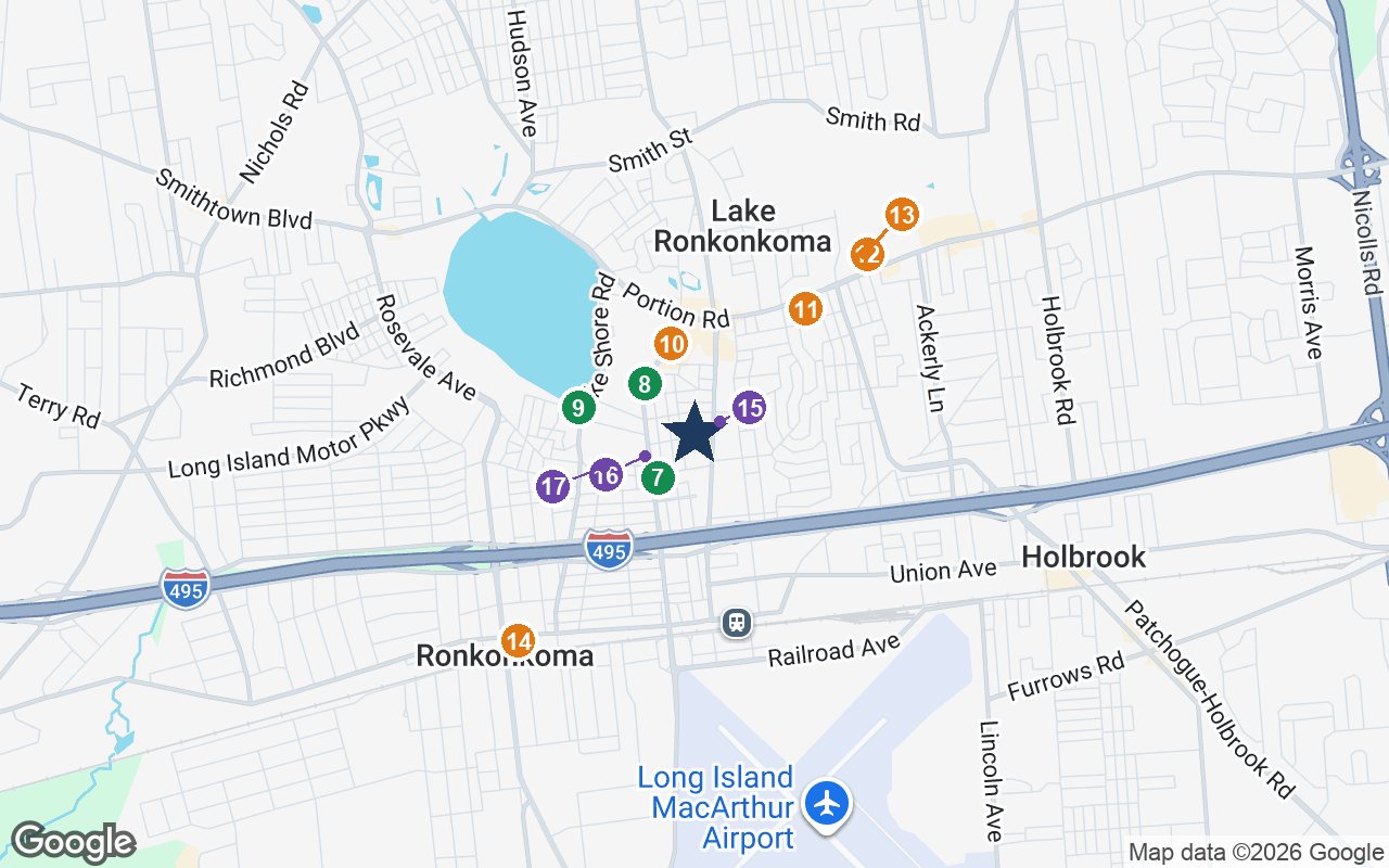 Close-up map of Hidden Gem with nearby parks, shops, pharmacies and places of worship