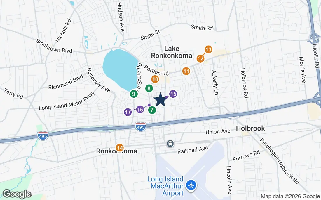 Close-up map of Hidden Gem with nearby parks, shops, pharmacies and places of worship