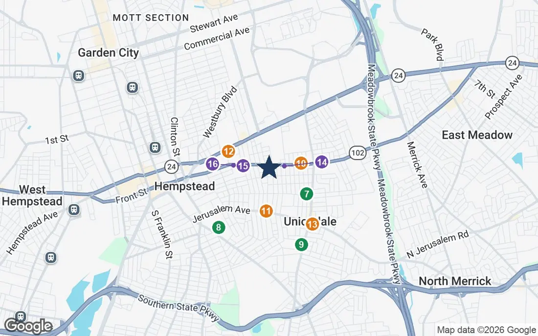 Close-up map of Island Assisted Living, ALP with nearby parks, shops, pharmacies and places of worship