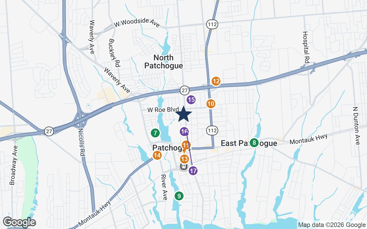 Close-up map of McPeak's Assisted Living with nearby parks, shops, pharmacies and places of worship