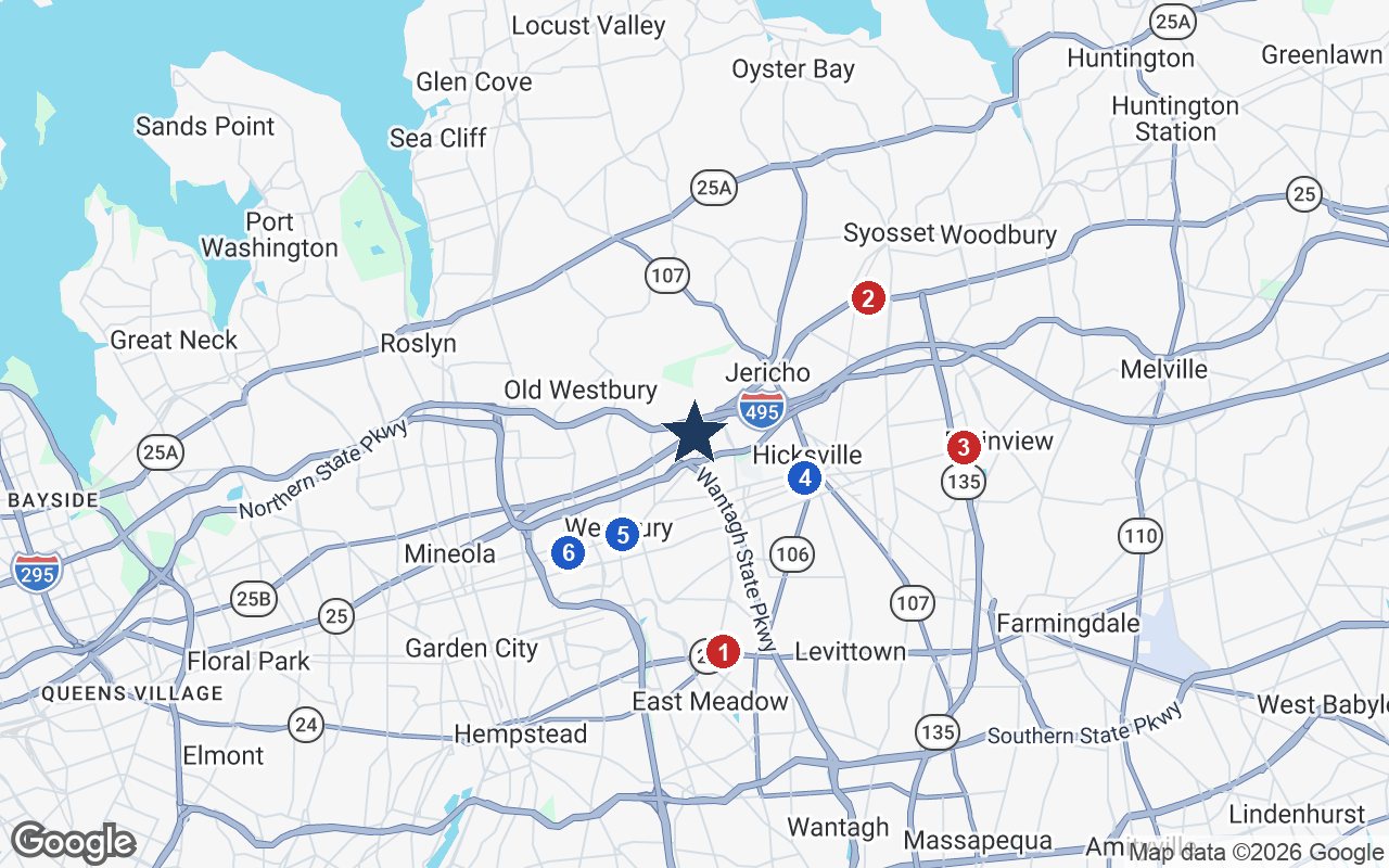Area map of The Arbors Assisted Living with the nearest hospitals and LIRR stations