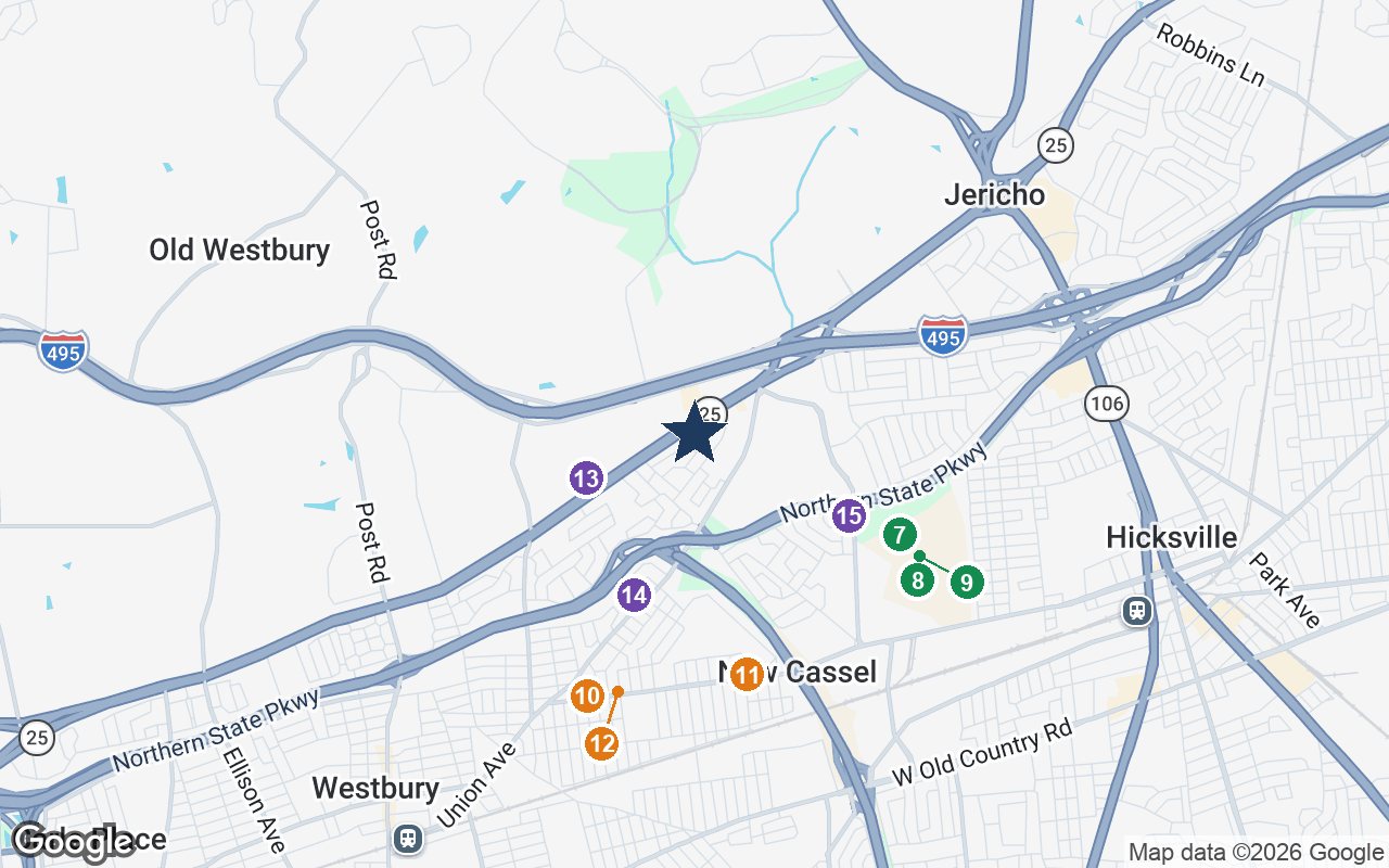 Close-up map of The Arbors Assisted Living with nearby parks, shops, pharmacies and places of worship