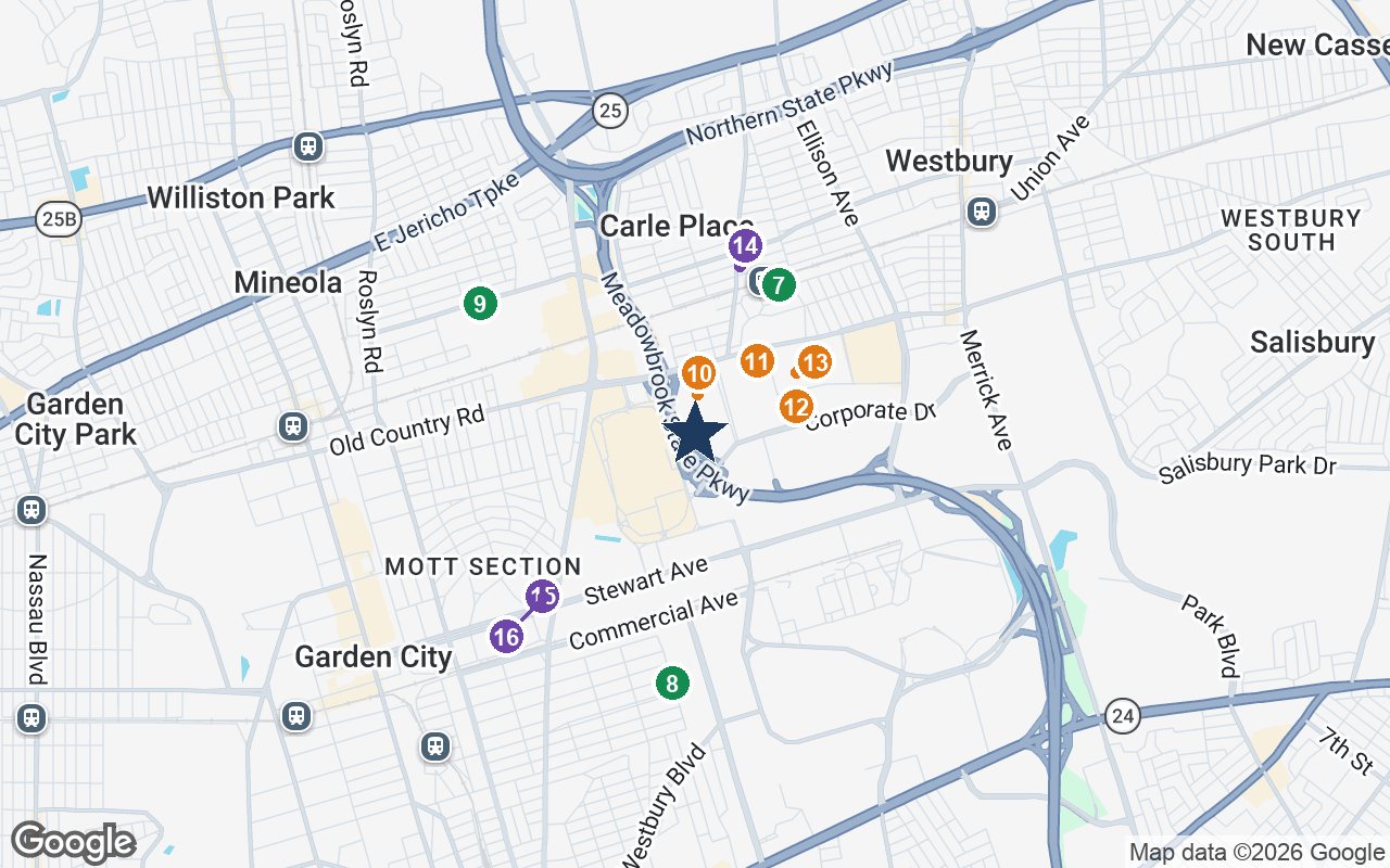 Close-up map of The Bristal at Garden City with nearby parks, shops, pharmacies and places of worship