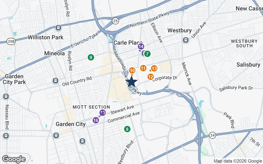 Close-up map of The Bristal at Garden City with nearby parks, shops, pharmacies and places of worship