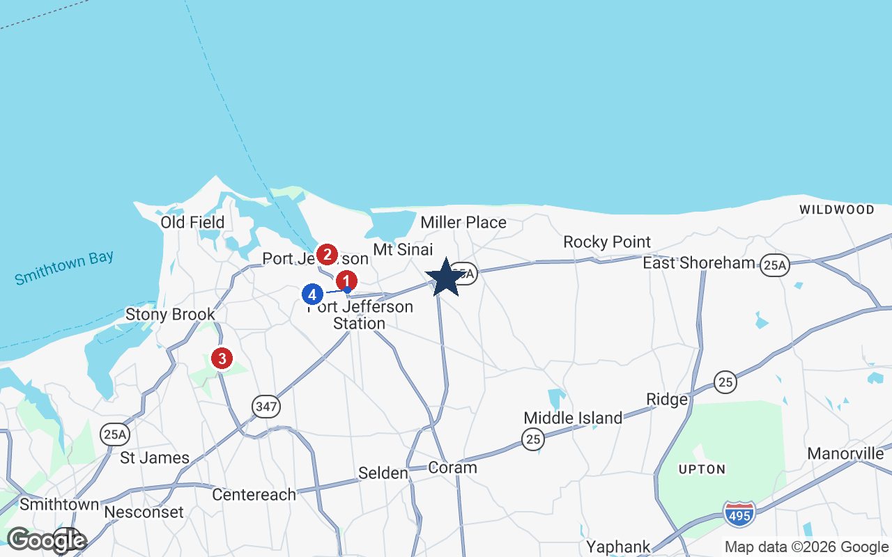 Area map of The Bristal Mt. Sinai with the nearest hospitals and LIRR stations