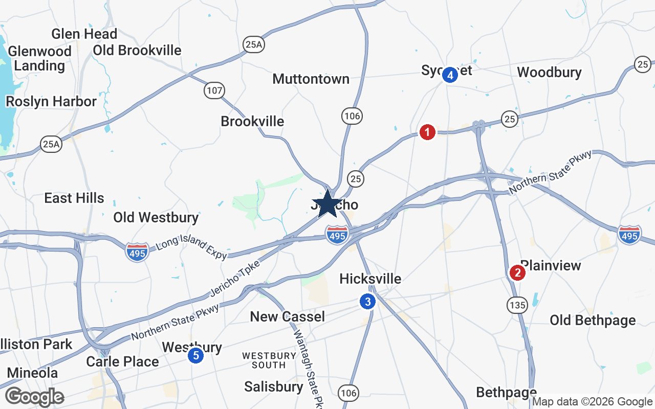 Area map of The Encore Luxury Living with the nearest hospitals and LIRR stations