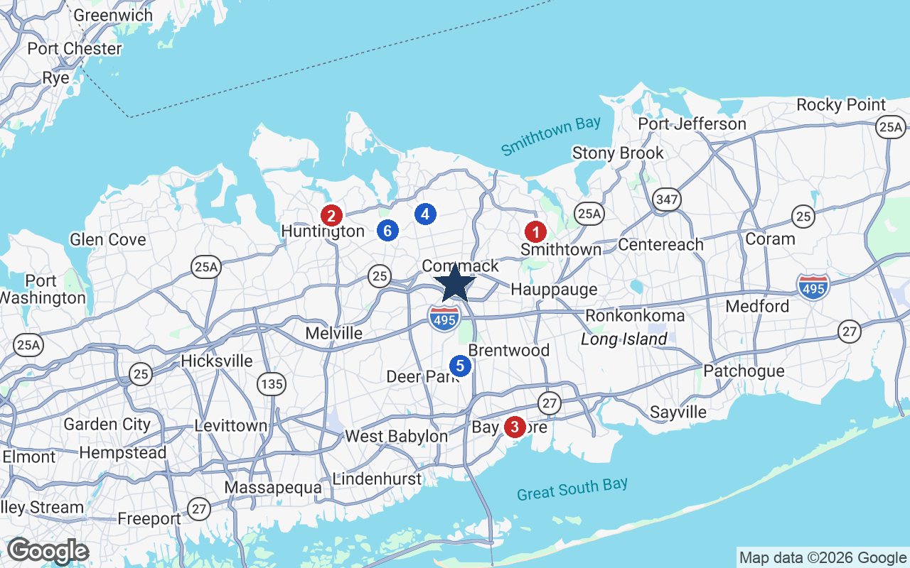 Area map of The Fay Linder Residences at Gurwin with the nearest hospitals and LIRR stations